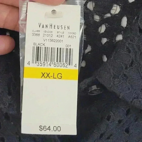 NWT Van Heusen Studio Womens Black Eyelet‎ Lace Button-Down Shirt XX-Large - Picture 6 of 9